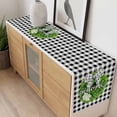 thumbnail image 3 of Welcome Bow Knot Wreath Table Runner - 120 Inch Long, Kitchen Dining Table Runner Dresser Scarves, Summer Flowers Black Gray Plaid Farmhouse Decor for Coffee Tables Wedding Party Banquet, 3 of 7