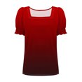 thumbnail image 5 of Atogsazn Tops for Women Summer Casual Ruffle Sleeve Square Neck T Shirts Striped Tee Blouse Fashion 01-Red XL, 5 of 7