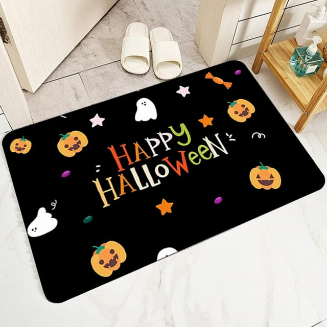 YIMWNYI Halloween Festive Floor Mats, Absorbent Non-slip Mats, Bathroom Kitchen Entrance Rug, Soft Microfibre Fabric, Decorative Halloween Rug for Living Room and Bathroom