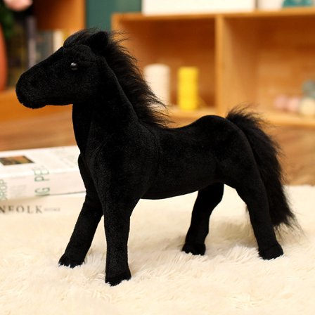 1pcs 11.2'' Horse Plush Toy - Plushie Doll Horse Stuffed Animal Cushion Pillow Toy, Sofa Chair Home Decor (Black)