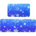 thumbnail image 1 of Christmas Kitchen Rugs Set of 2, Absorbent Blue Snowflake Kitchen Mats for Floor Low Profile, Winter Decorative Kitchen Rugs Non Slip Washable, Christmas Decorations, 18'' x 48''+ 18''x 30'', 1 of 1