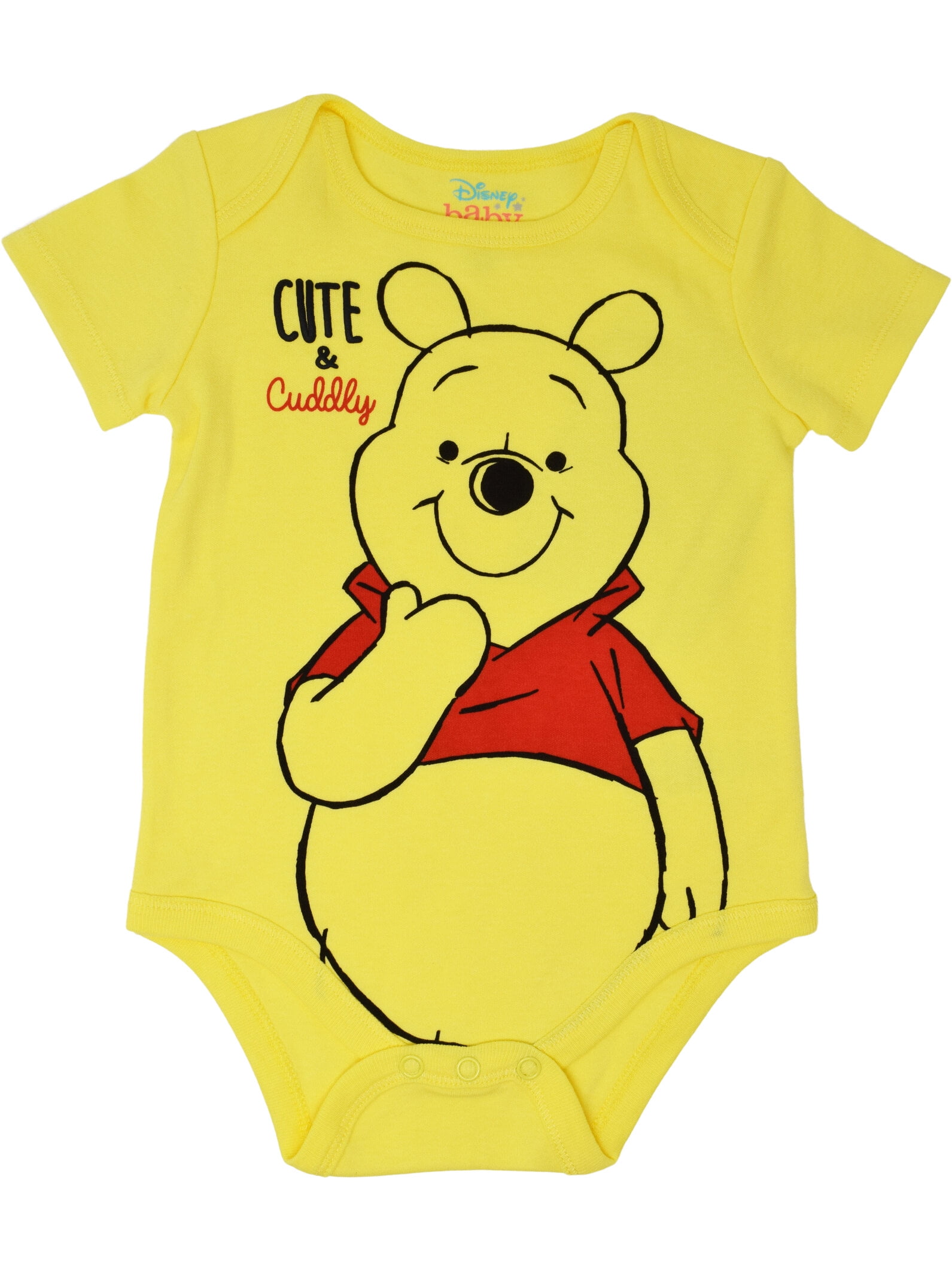 Disney Winnie the Pooh Baby Boys' 5-Pack One Piece Bodysuits Yellow Red Blue Multi