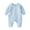 Blue, variant on KyCheLot Newborn Baby Romper Homewear Side Snap Long Sleeve V Neck Jumpsuit Sleepwear 0-6 Months