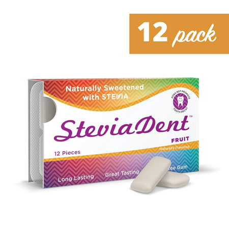 Stevita SteviaDent Sugar-Free Gum - Natural Fruit Flavor (12 Pack) - 12 pieces - Supports Oral Health - USDA Organic, Non GMO, Vegan, Gluten Free - 144