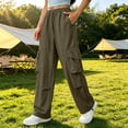 thumbnail image 4 of Wide Leg Cargo Pants Womens Summer Casual Fashion Quick Drying Solid Color Work High Waist Straight Trousers Wide Leg Drawstring Elastic Waist Multi Pocket Pants, 4 of 6