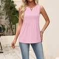 thumbnail image 2 of KDDYLITQ Tank Tops for Women Pleated Sleeveless Shirts V Neck Casual Tshirts Trendy Spring Cute Blouses Pink M, 2 of 6
