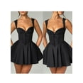 thumbnail image 3 of Michellecmm Women's Mini Corset Dress A-Line Deep V Neck Backless Ruffle Hem Sleeveless Dress for Party Club, 3 of 8