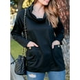 thumbnail image 3 of Doublju Women's Long Sleeve Cowl Neck Tunic Top with Pocket (Plus Size Available), 3 of 4
