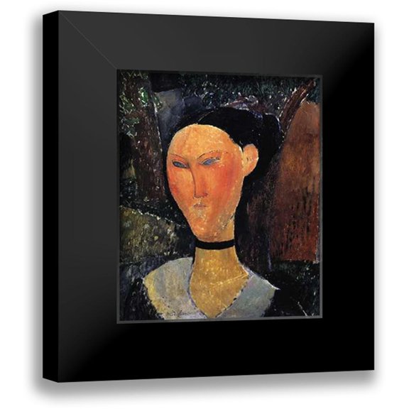 Modigliani, Amedeo 12x14 Black Modern Framed Museum Art Print Titled - Woman With A Velvet Ribbon