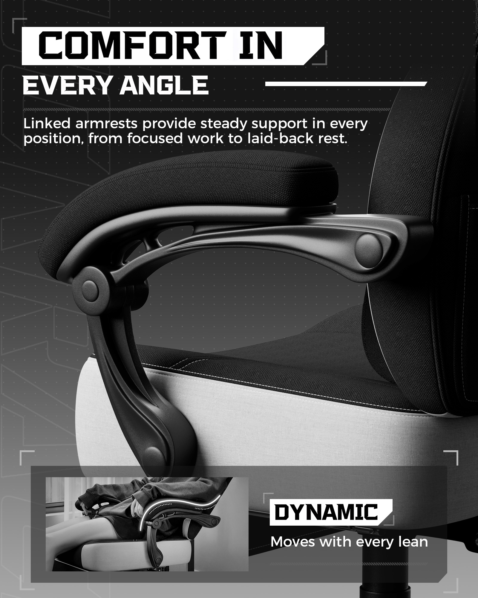 LUCKRACING Fabric PC Gaming Chair with Footrest and Lumbar Support, Black