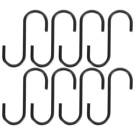 

BESTONZON 8Pcs Iron Thicken Hanging Hooks Creative S-Shape Black Hooks for Home Kitchen