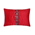thumbnail image 1 of Funda de almohada lumbar de diseñador, color rojo, de 30 x 40 cm (12 x 16 pulgadas), con pliegues de seda y almohada rectangular de cristal, diseño de rayas de estilo moderno - Crystal Dreams Red, 1 of 3