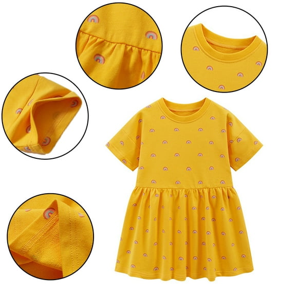 Esaierr Kids Baby Summer Dresses for Girls,2-8Y Little Girls Short Sleeve Dresses Casual Cotton Summer Kids Dress
