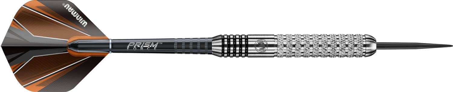 Fléchettes Winmau® Barbarian Inox en acier de style tungstène - Comprend trois fléchettes de style tungstène à pointe en acier, trois tiges Prism Force et trois Prism Alpha empennages
