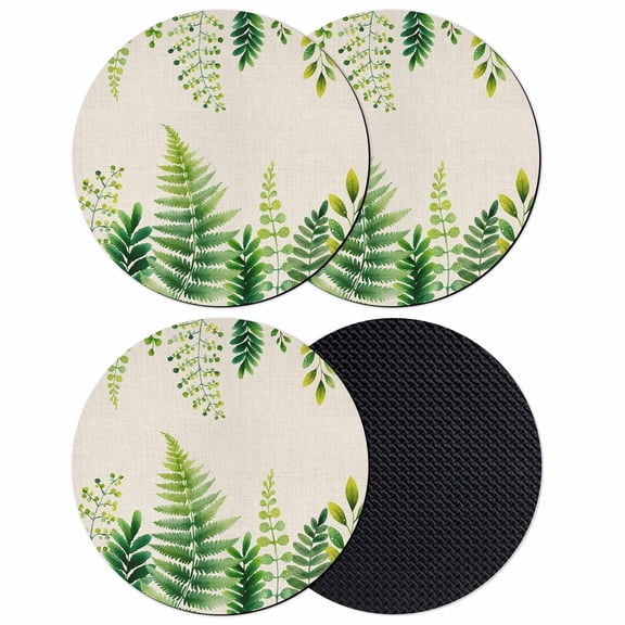 Spring Leaves Coasters Set of 4, Absorbent Coasters for Drinks, Pastoral Garden Botanical Rustic Burlap Coaster for Desk Coffee Table Protection, Home Decor House Warming Gifts 4"