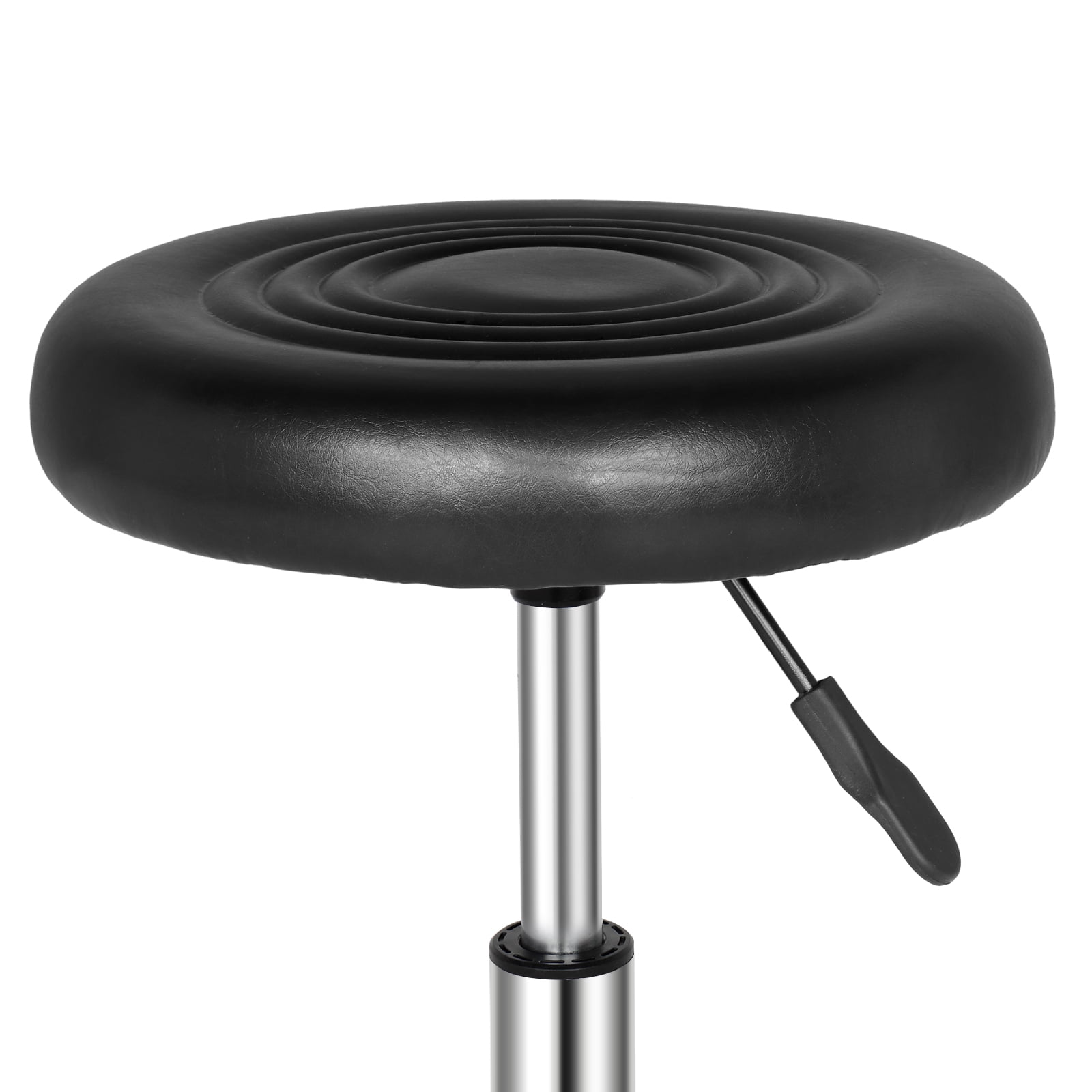 Round Stool with Lines Rotation Bar Stool, Black