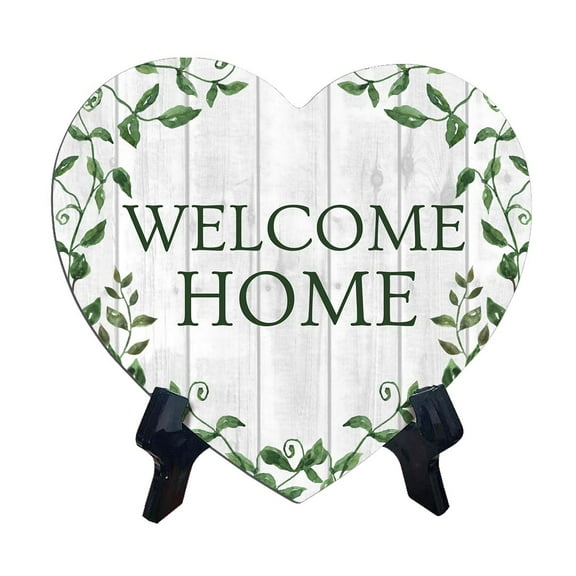 Welcome Home Heart Table Sign with Acrylic Stand (6x5") | Home Entrance Decoration