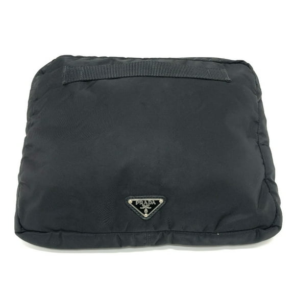 Pre-Owned PRADA Prada Triangle Plate Second Bag Clutch Nylon Women's Black (Good)