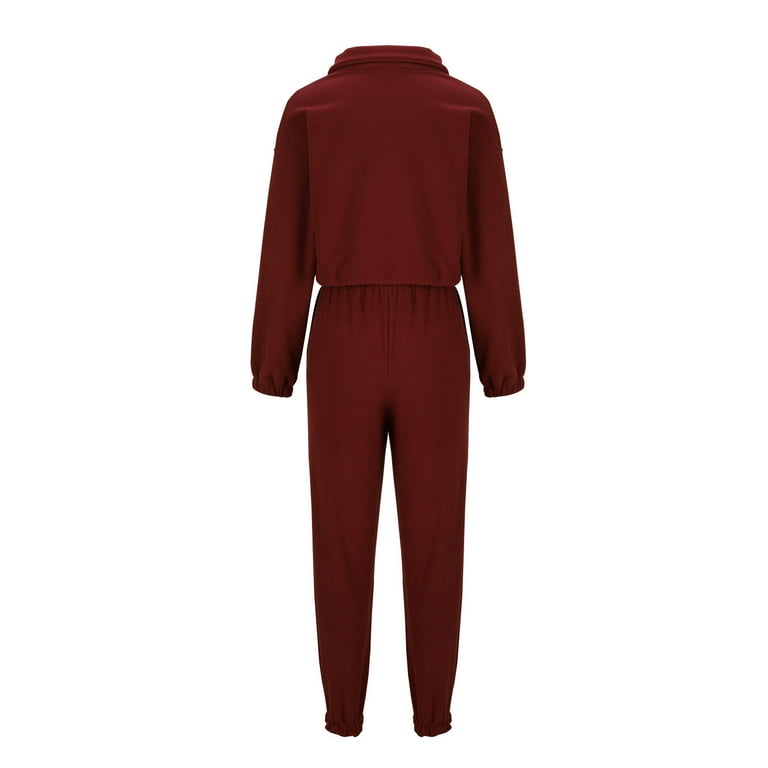 Womens Fuzzy Fleece Tracksuit Sets Pullover 1/4 Zipper Womens Fuzzy Fleece Tracksuit Sets Pullover 1/4 Zipper