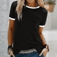 thumbnail image 4 of ZEHJUHAN Women's 3-Pack Everyday Comfort Tees - Ultra-Soft Crew Neck Short Sleeve Basics in Curated Color Palette Tops Purple+Pink+Black，S, 4 of 5
