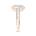 thumbnail image 3 of ANGARA Natural Oval 2.2 ct Aquamarine Split Shank Halo Ring with Diamonds in 14K Rose Gold for Women (Size-10x8mm) | March Birthstone, Anniversary, Jewelry Gift for Women | Natural Aquamarine Ring, 3 of 10