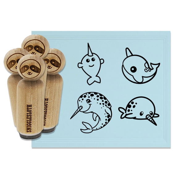 Narwhal Spotted on Belly Cute Adorable Rubber Stamp Set for Scrapbooking Crafting Stamping - Small 3/4 Inch