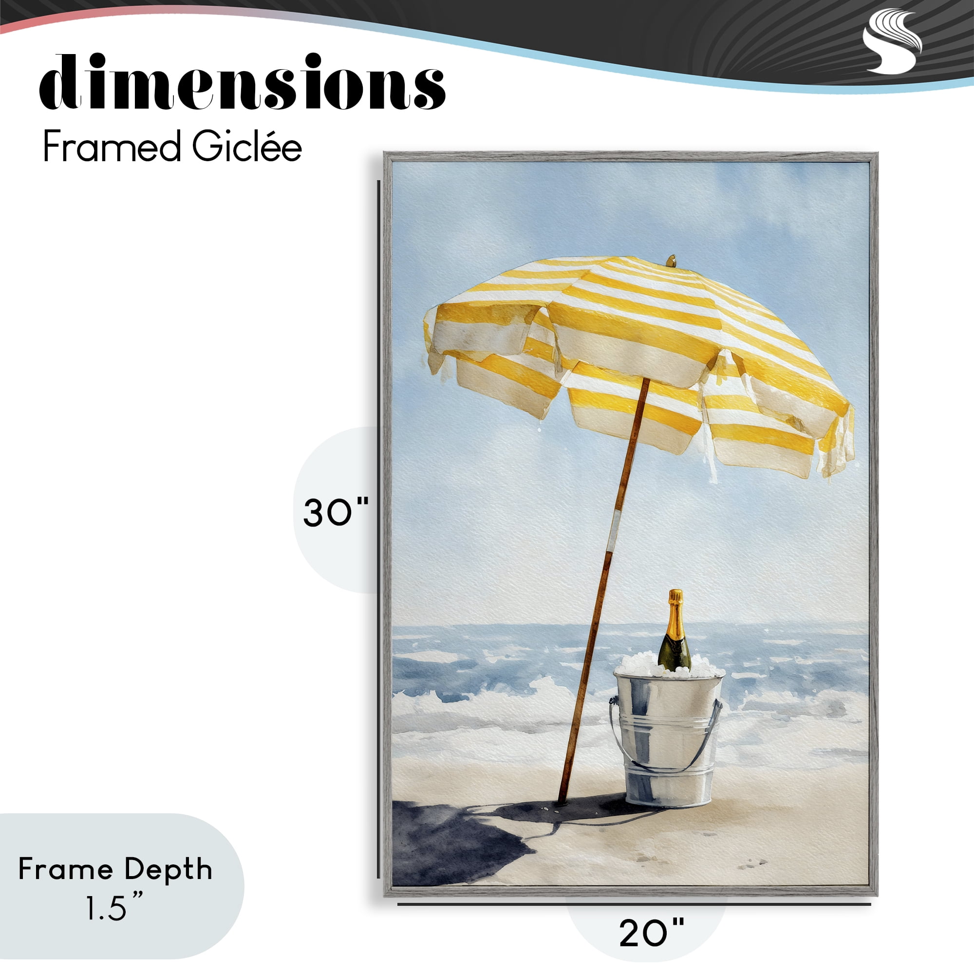 Stupell Industries Sunshine Celebration at Seaside Gray Framed Giclee Art, design by Petal Prints Design
