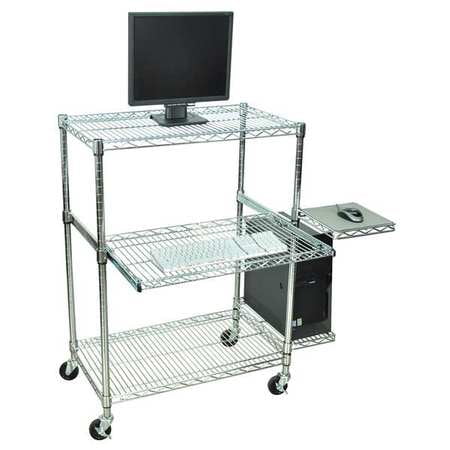 Luxor Steel Frame Computer - LUXOR LICW4218 Computer Workstation,Portable,Chrome