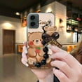 thumbnail image 2 of LYM-Phone Case For MOTO G 5G 2024, Dirt-resistant Simplicity protective case Back Cover Waterproof Black pearl pendant Bear bracelet Cartoon Skin-friendly feel Anti-knock soft case cute, 2 of 9