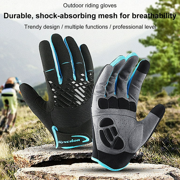 Outdoor Mountain Bike Long Finger Touch Screen Gloves Breathable Shock Absorption Men s And Women s Sports Fitness Spring And Summer Cycling Gloves