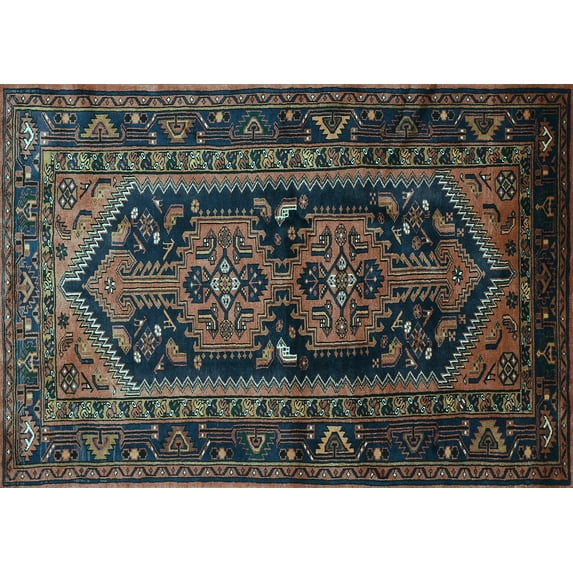 Ahgly Company Indoor Rectangle Persian Light Blue Traditional Area Rugs, 5' x 8'