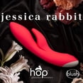 thumbnail image 4 of Blush Hop Jessica Rabbit G-Spot + Clitorial Stimulating Cerise 8-Inch Ultrasilk Silicone Rechargeable Rabbit Vibrator, 4 of 11
