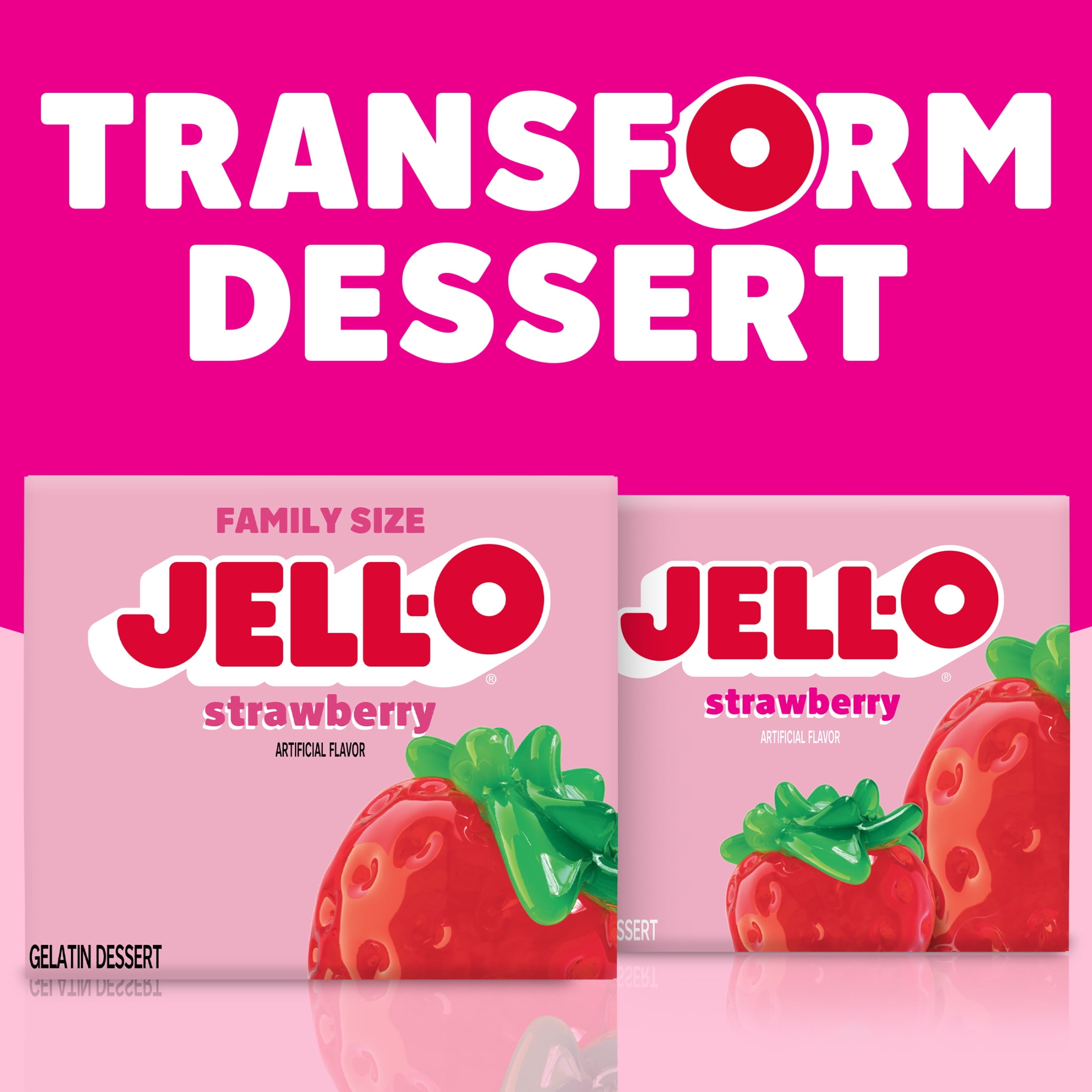 (24 pack) Jell-O Strawberry Gelatin Dessert Mix, Family Size, 6 oz Box