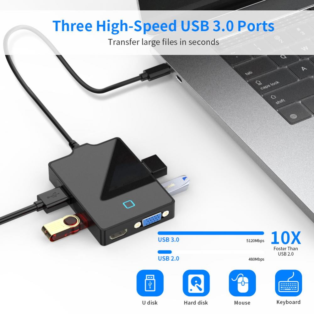LAIGUANGJIE-US 8-in-1 USB-C HUB Type-C to USB 3.0 HDMI Docking Station，Tenacious Service Life Color : Green 