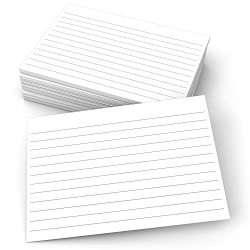 321Done Ruled Index Cards - Made in USA - Large 4x6 (Set of 50),  College-Ruled Lined Notecards Double-Sided, Thick Heavy Duty Cardstock,  Simple Note Cards with Lines, White 