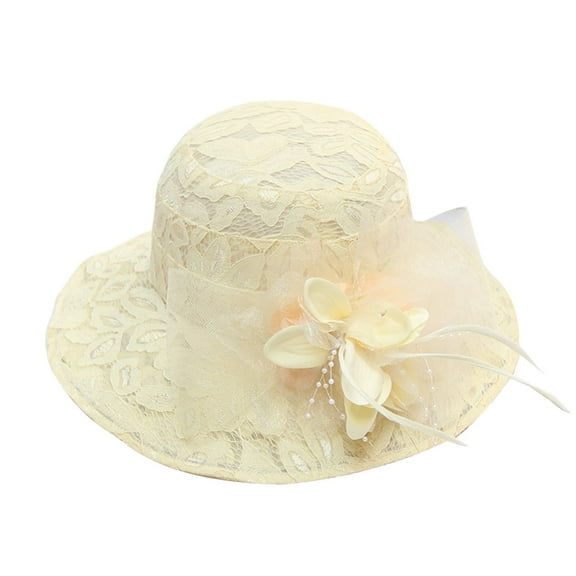 iHPH7 Tea Party Accessories for Women Fancy Hats for Women Hat with Veil for Women Bucket Hats for Woman Church Hats for Women, Beige One Size