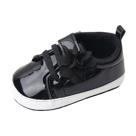

kamemir Baby Girl Crib Shoes Shiny Metallic High Top Sneakers(Black 6)