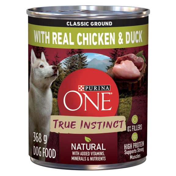 Purina ONE True Instinct Classic Ground Chicken & Duck, Wet Dog Food 368 g