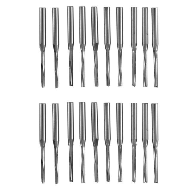 20 Pcs Two Flutes Straight End Mills Straight Slot Bit Wood Cutter Two Double Flute Bits 3.175X2X17mm for CNC Router