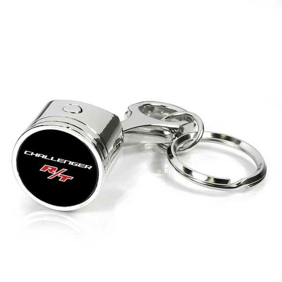 Dodge Challenger R/T Chrome Finish Engine Piston and Rod Metal Key Chain keychain