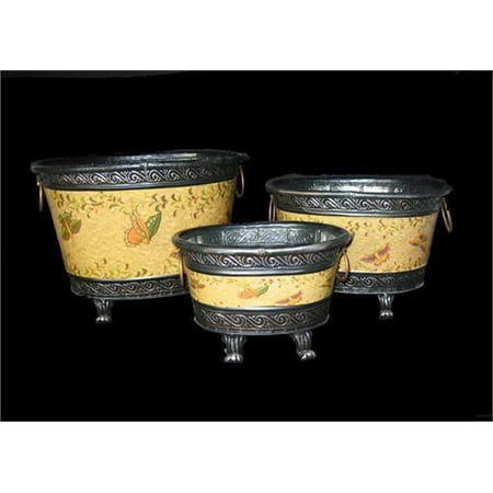 Vintage Flower Planters JenlyFavors Classic Butterfly Dream Vintage Metal Oval Planter Decorative Vase Flower Pot (Set of 3) ()