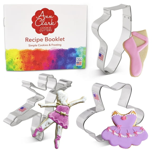Ann Clark Ballet/Dance Cookie Cutter Set, 3-Piece, Made in USA