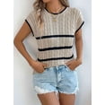 thumbnail image 4 of Sleeveless Sweater Vest Summer Sweater for Women Crewneck Sleeveless Clothes 2025 Trendy Casual Knit Tops Khaki S, 4 of 7