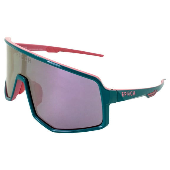 Epoch Eyewear L2 Sports Motorcycle Glasses Sunglasses Wraparound Single-Lens Teal/Pink Frame w/Pink Mirror Lens