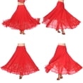 thumbnail image 2 of Falda de baile flamenco con lentejuelas full swing falda de malla vals traje rojo Sunnimix vestido de la falda de la danza de salón, 2 of 8