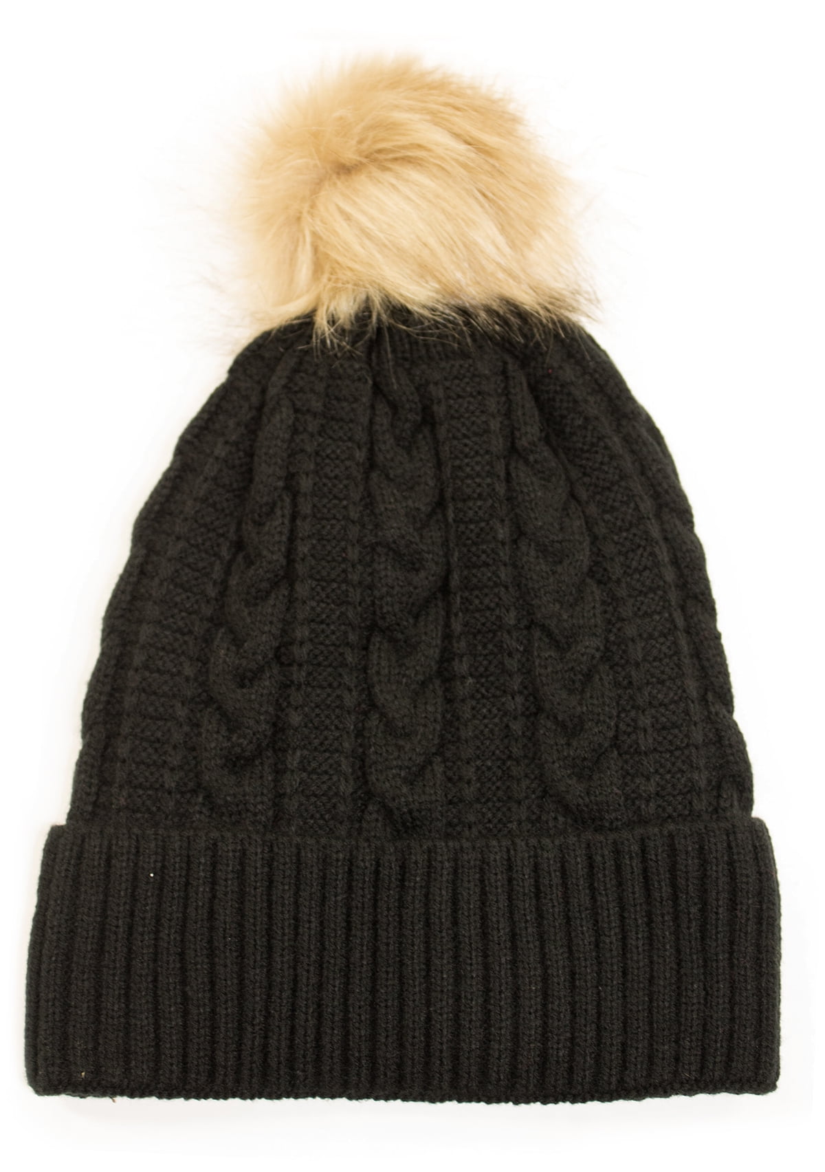 Pom Beanie Hat with Warm Fleece Lined 