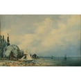 thumbnail image 2 of Prilidiano Pueyrredòn 14x11 Black Ornate Wood Framed Double Matted Museum Art Print Titled: Coast Landscape (San Isidro) (Between 1840 and 1870), 2 of 5