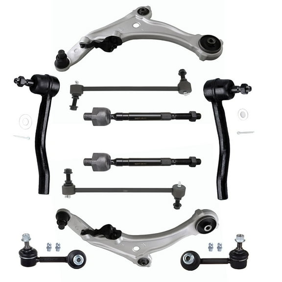 ECCPP 10pcs Lower Control Arm w/ Ball Joint Inner Tie Rod End Outer Tie Rod End Sway Bar End Link fit for 2009-2014 For Nissan Maxima