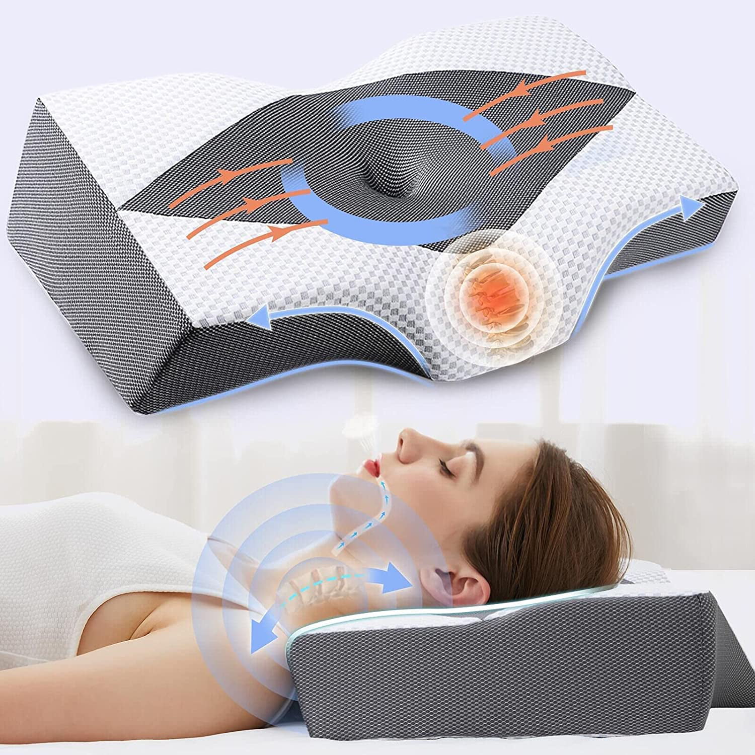 Cervical Pillow Contour Orthopedic Support Cervical for Neck Back Pain Relief US 