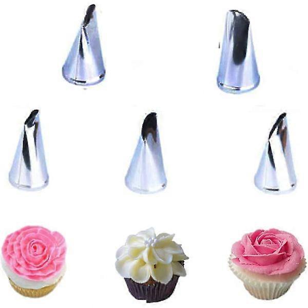 5 pcs Russian Piping Tips Stainless Steel Piping Tips Icing Nozzles Cake Decorating Icing Nozzles Cake Decorating Set For DIY Pastry Tools (5 pcs Flow